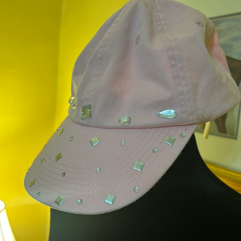 NWT Cameo Pink rhinestone woman’s cap, one size fits all